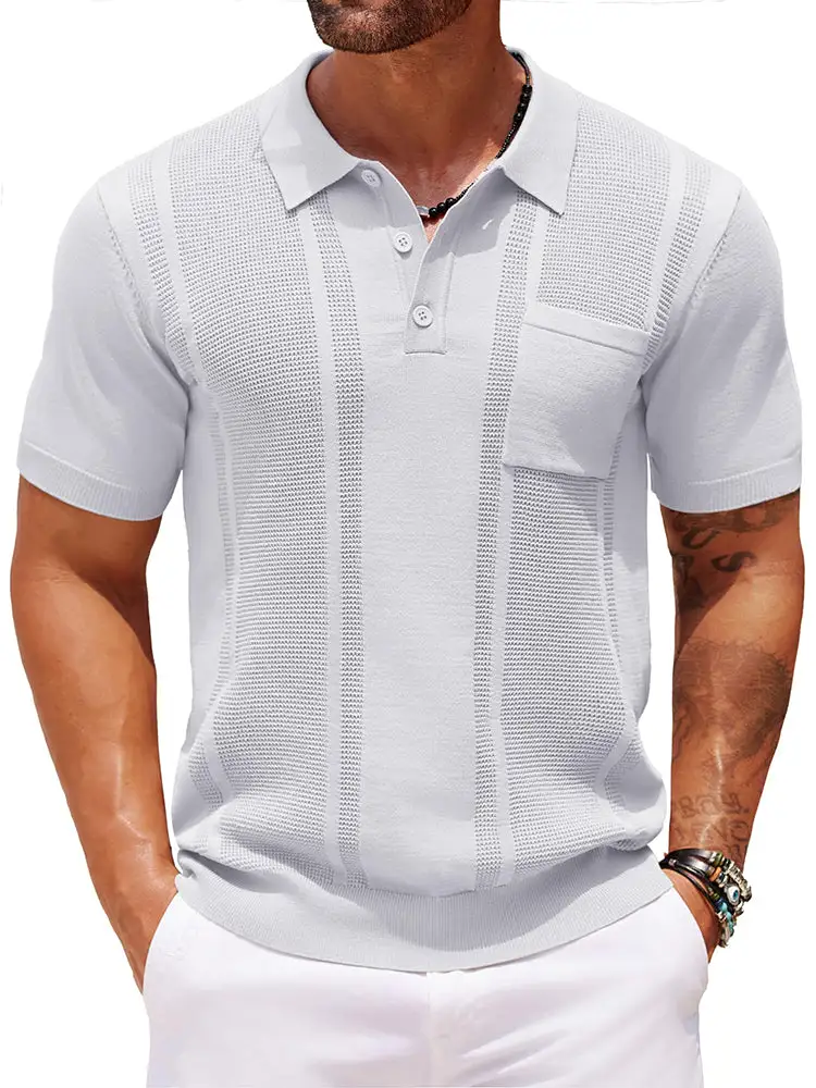 Casual Textured Knit Polo Shirt