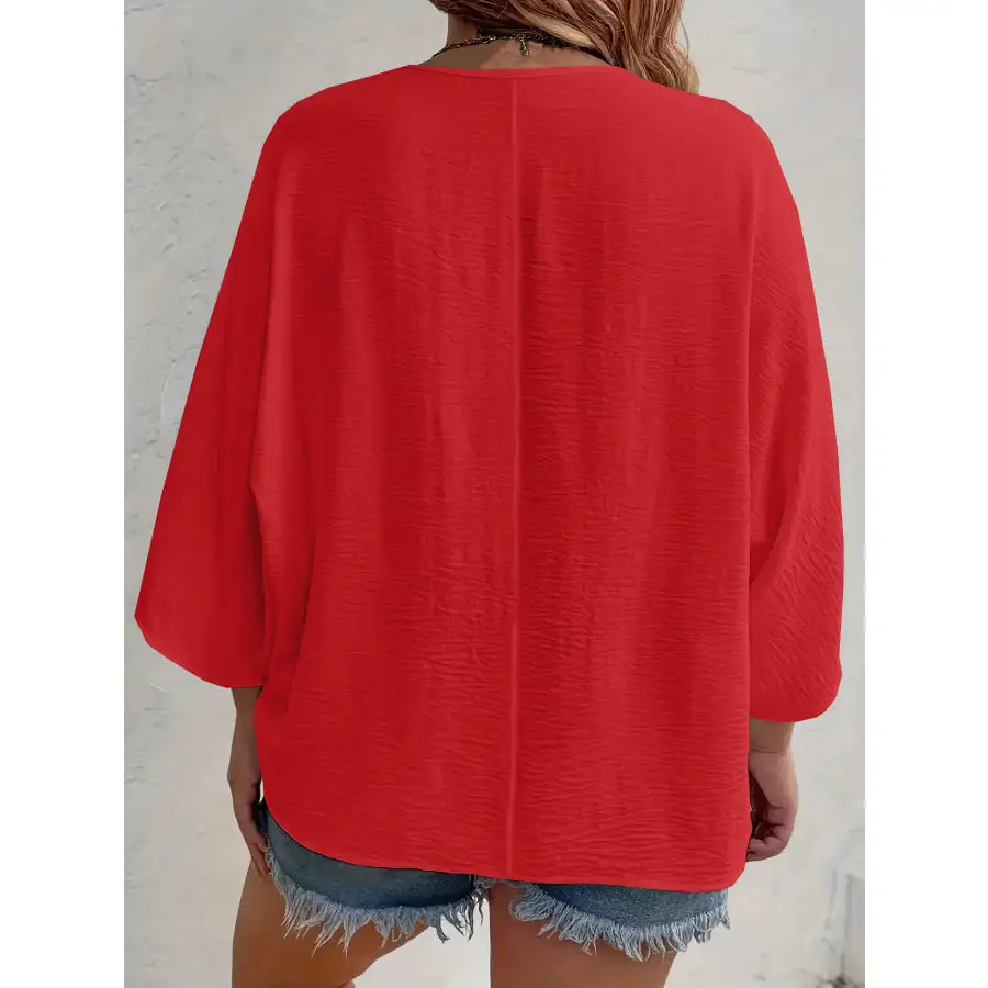 Full Size V Neck Button Down Shirt Plus Size