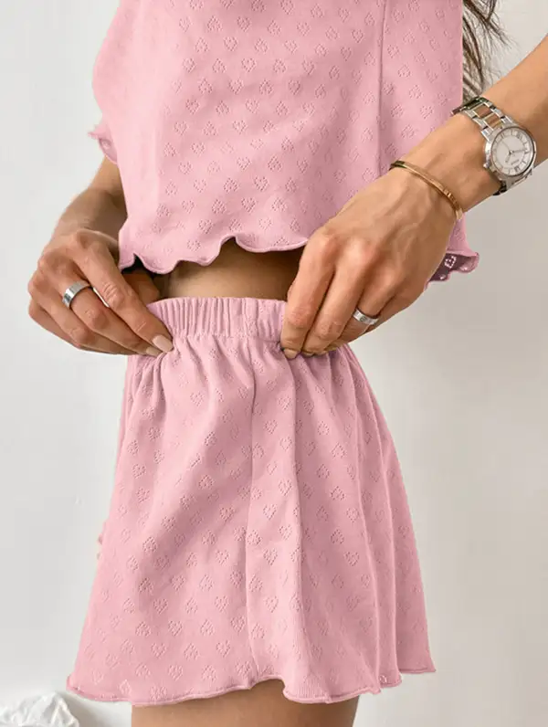 Heart Print Round Neck Set