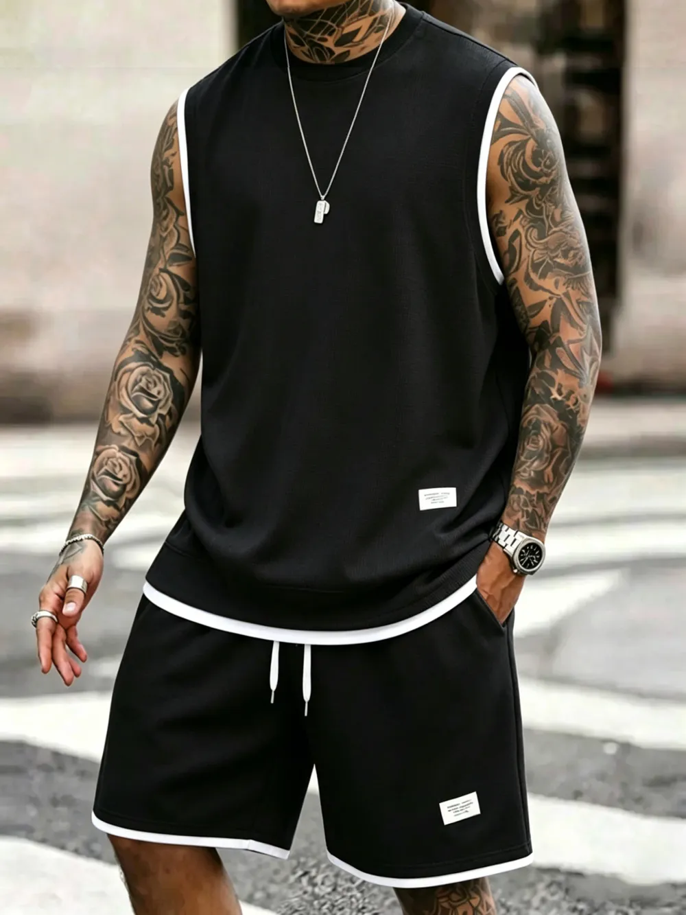 Men's Short-Sleeve T-Shirt & Drawstring Short Set Tank Top & Short 2-Piece Set