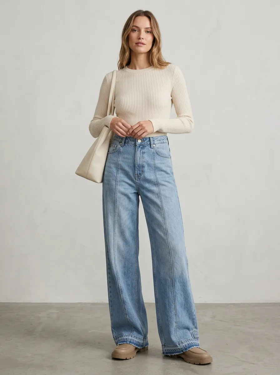 Women's Wide Leg Casual Denim Jeans