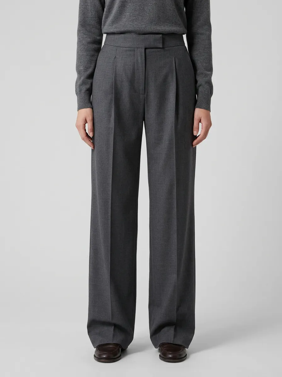 Everyday Tailored Look Pleated High Rise Wide Leg Trousers