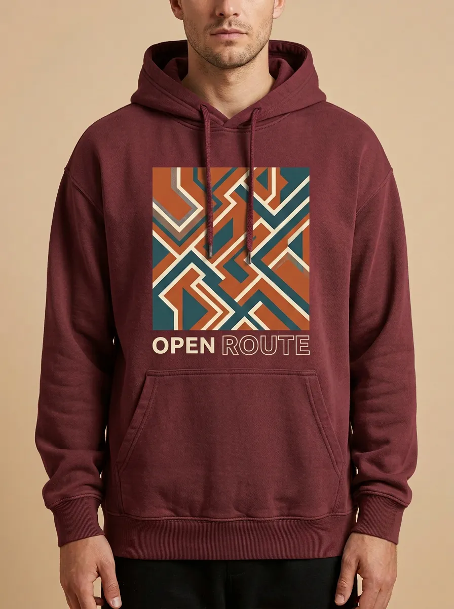 Unisex Open Route Graphic Pattern Hoodie