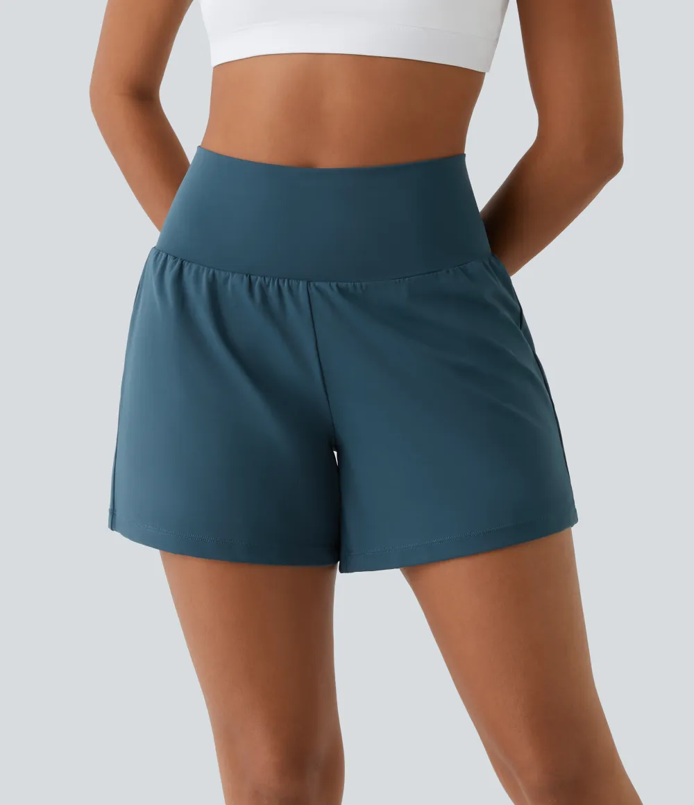 2026🔥 UK Super High Waisted Back Pocket & Side Hidden Pocket 2-in-1 Yoga Shorts