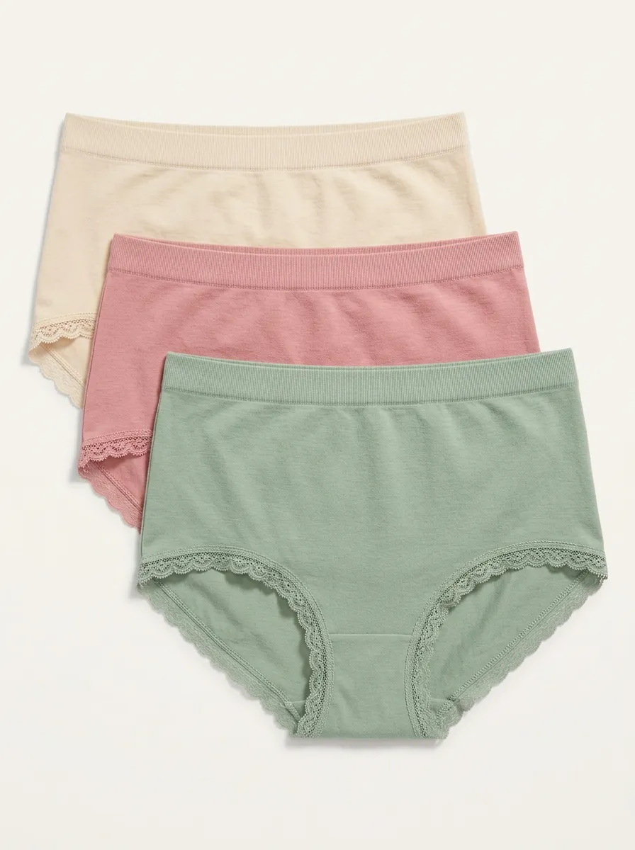 Seamless Lace-Trim Women's Three-Piece Panty Set