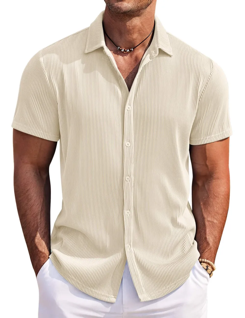 Structured Short Sleeve Button Front Shirt