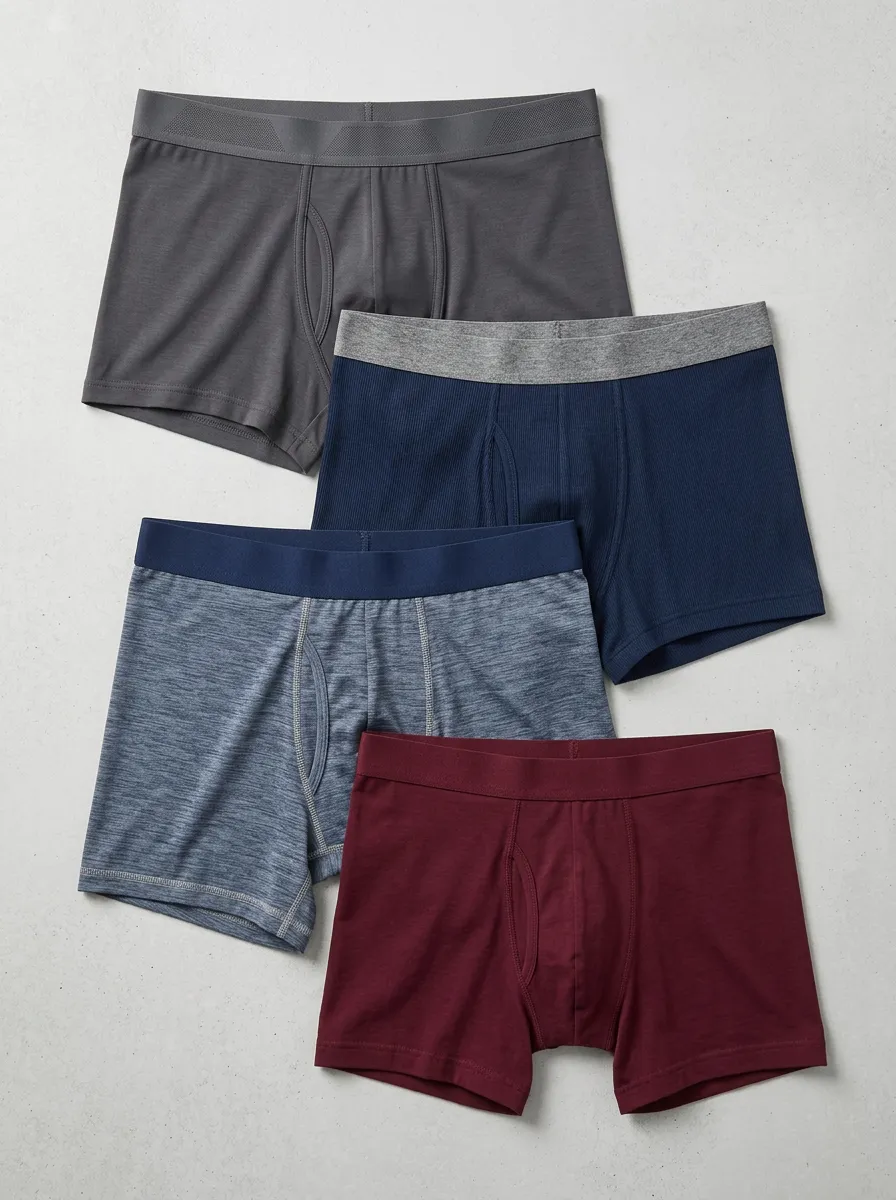 Men's Solid Color Multi-Pack Cotton Blend Boxer Briefs Underwear Set