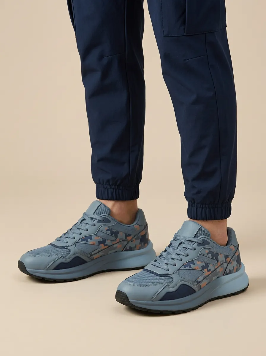 Men's Casual Streetwear Digital Camo Printed Sneakers