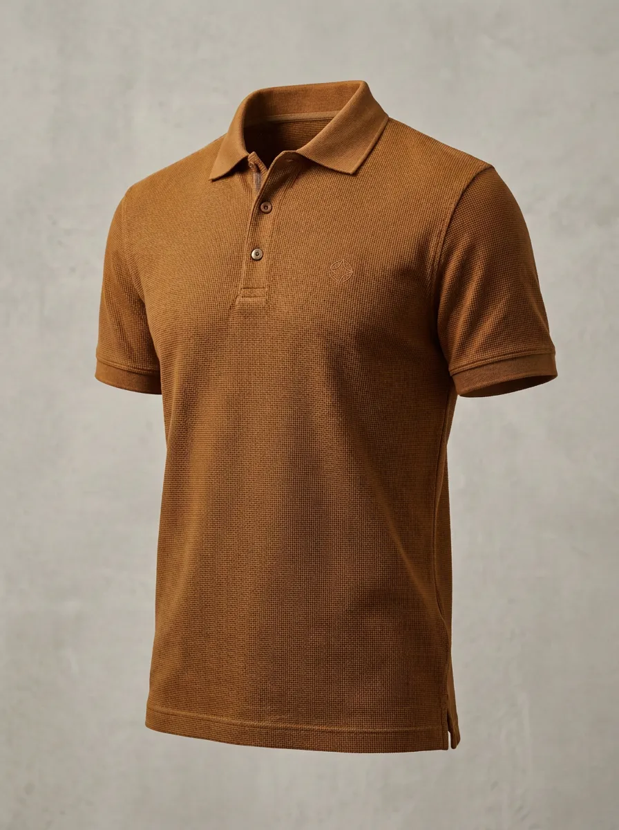 Refined Waffle-Knit Embroidered-Detail Men's Polo Shirt