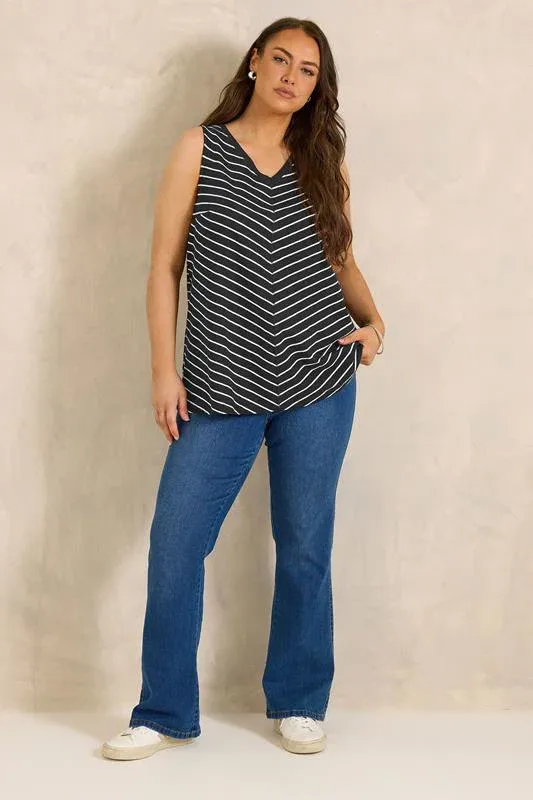 ESSENTIAL Curve 2 Pack Blue & Black Cotton Vest Tops