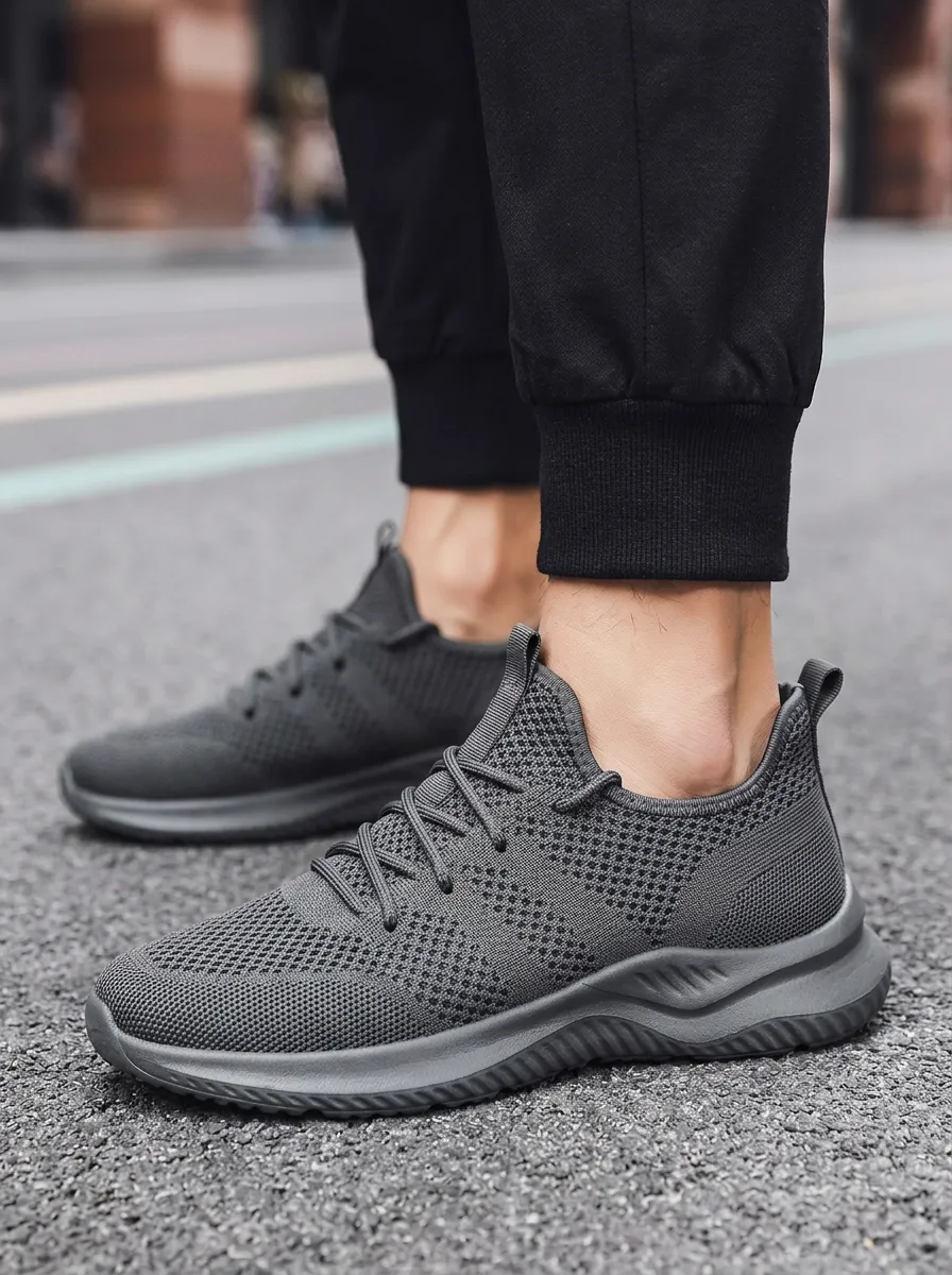 Men's Knitted Mesh Running Casual Sport Mesh Athletic Sneakers