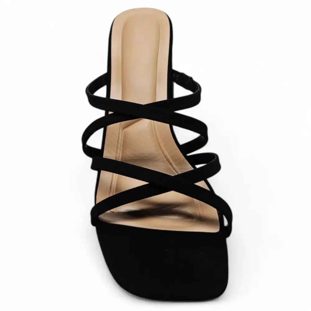 Queena Crisscross Strap Block Heel