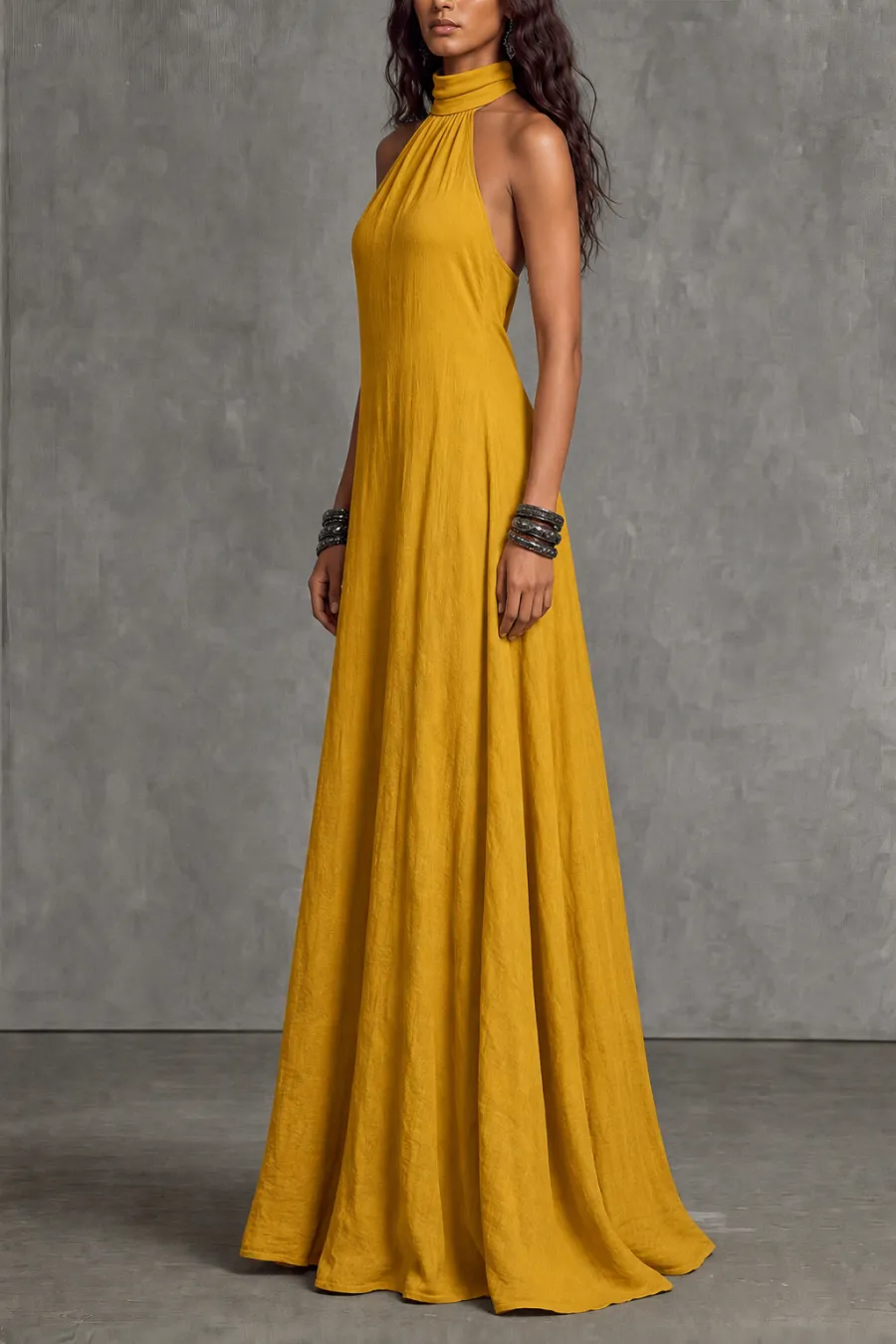 Classic Halter Neck Maxi Dress