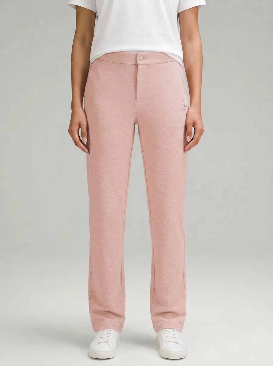 Women's Classic Comfort Cotton Icon Printed Mid Rise Straight Leg Pants