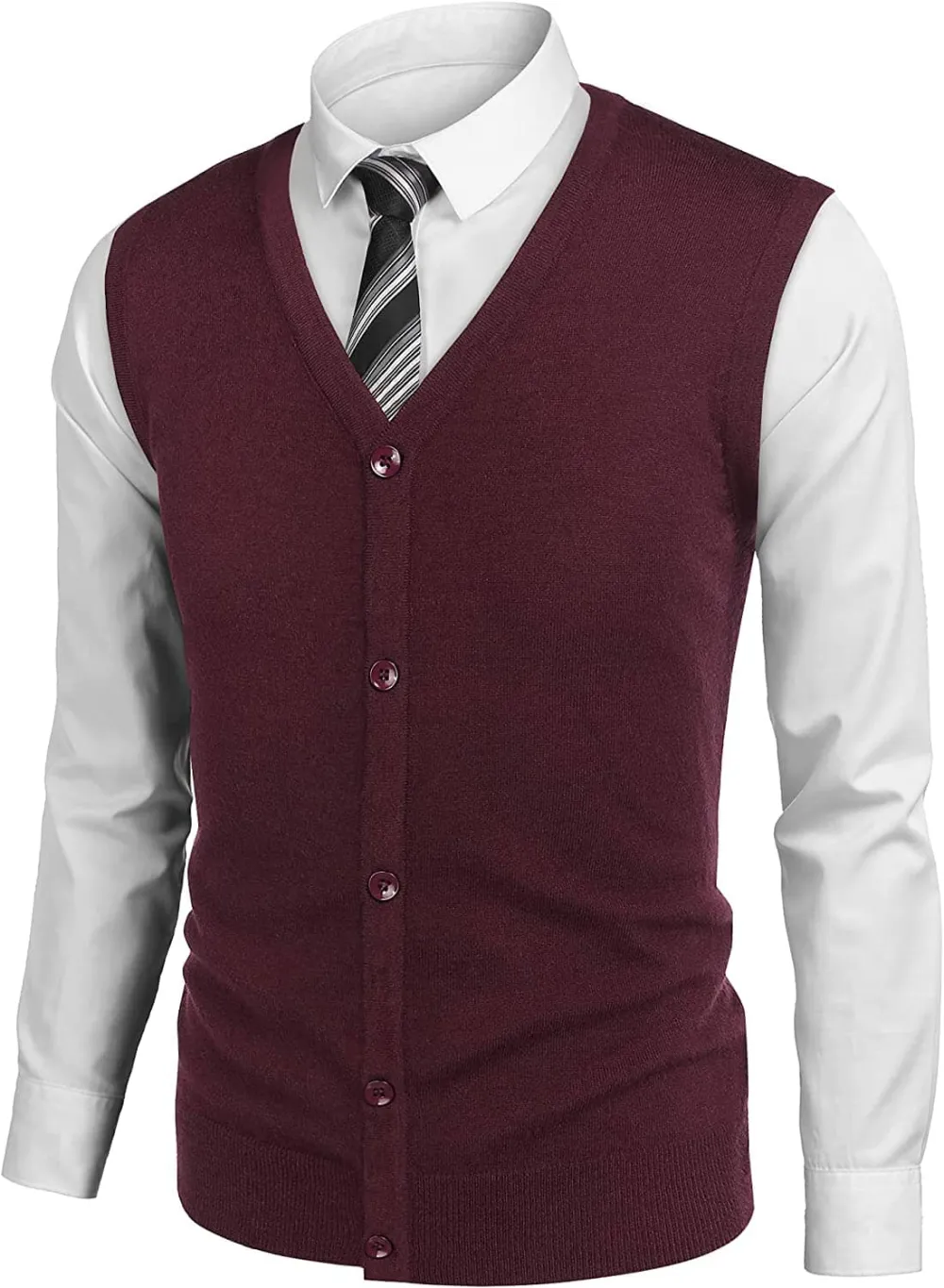 Casual Sleeveless Knitted Button Cardigan Vest Jeans