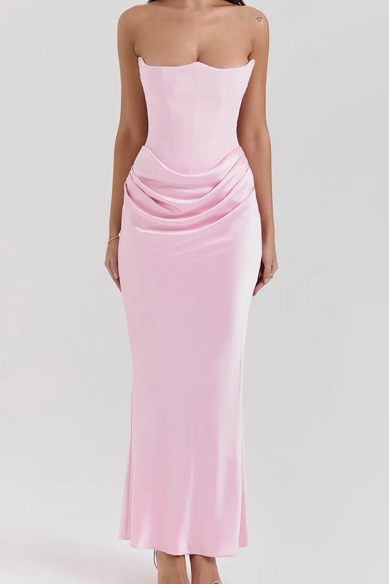Lace Strapless Midi Dress