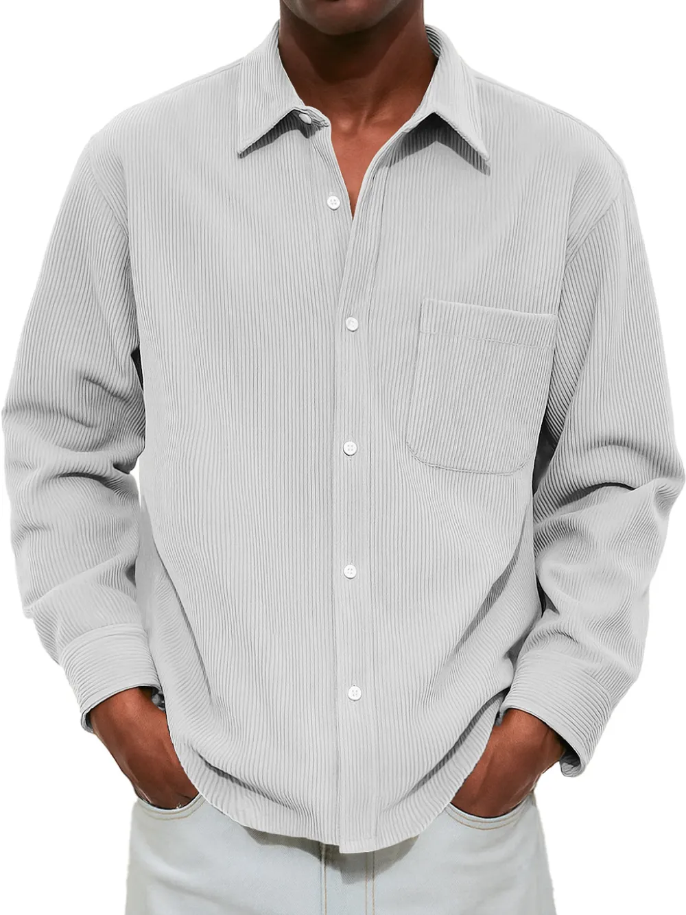 Comfort Fit Ribbed Knit Pocket Shirt