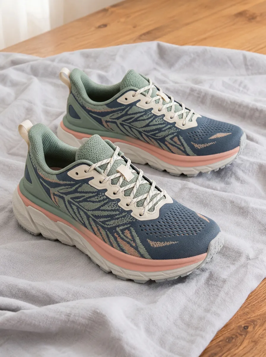 Women's Leaf Pattern Sage Green Printed Running Shoes