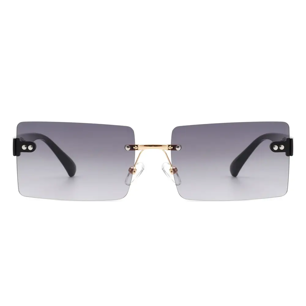 Rectangle Retro Rimless Tinted Square Sunglasses
