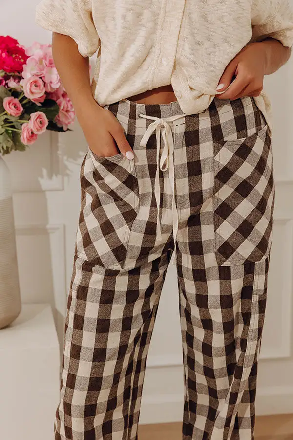 The High Waist Gingham Barrel Leg Pants