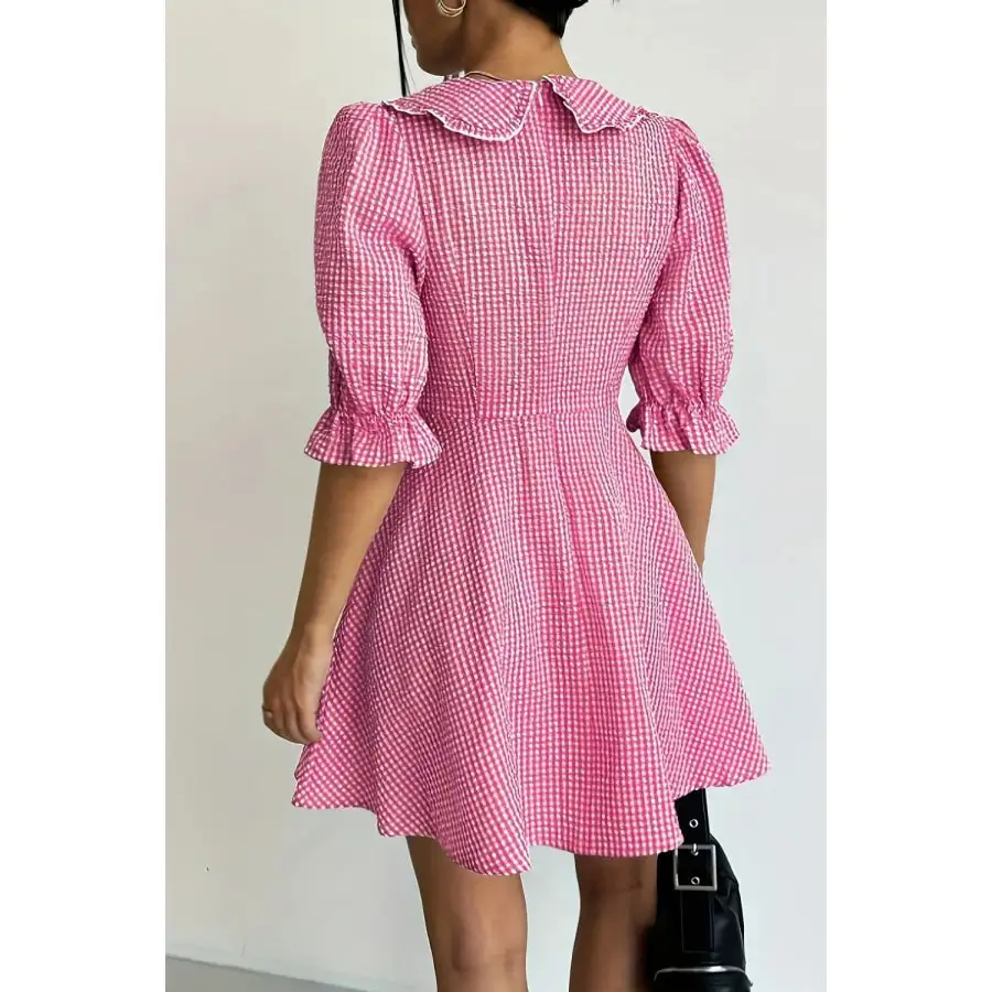 Gingham Puff Sleeve Mini Dress