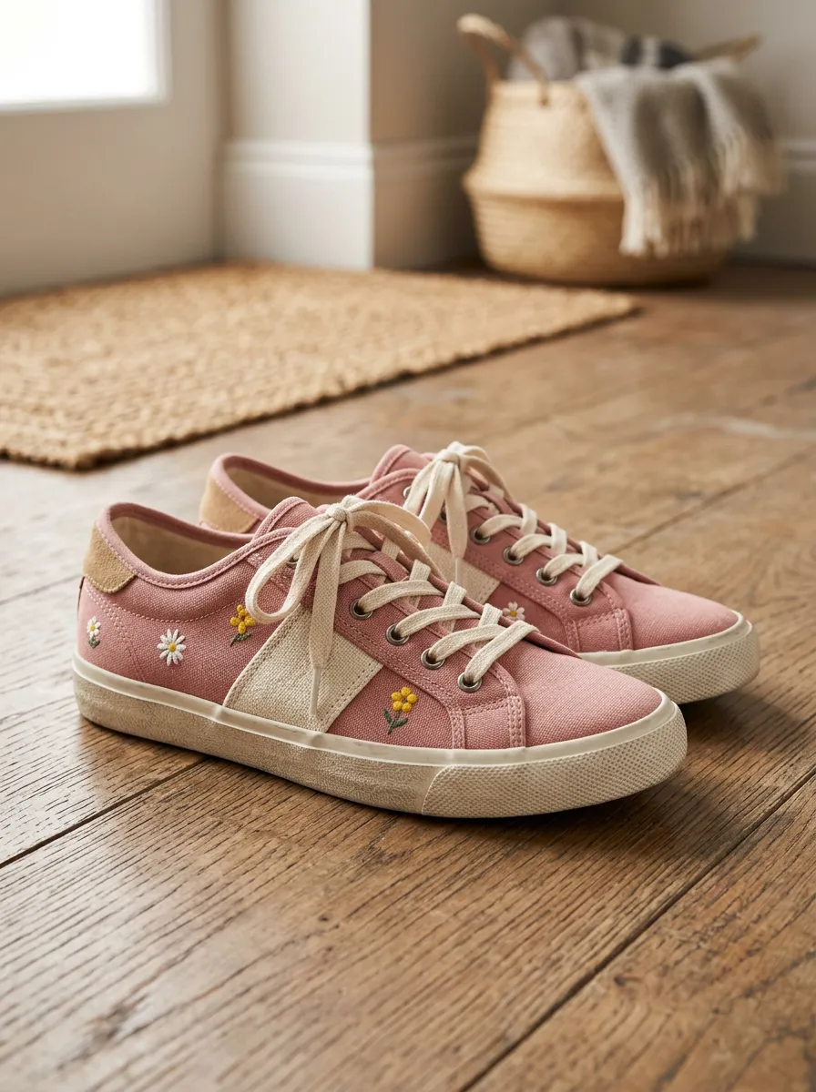 Women's Everyday Floral Lover Daisy Embroidered Shoes Skate Shoes
