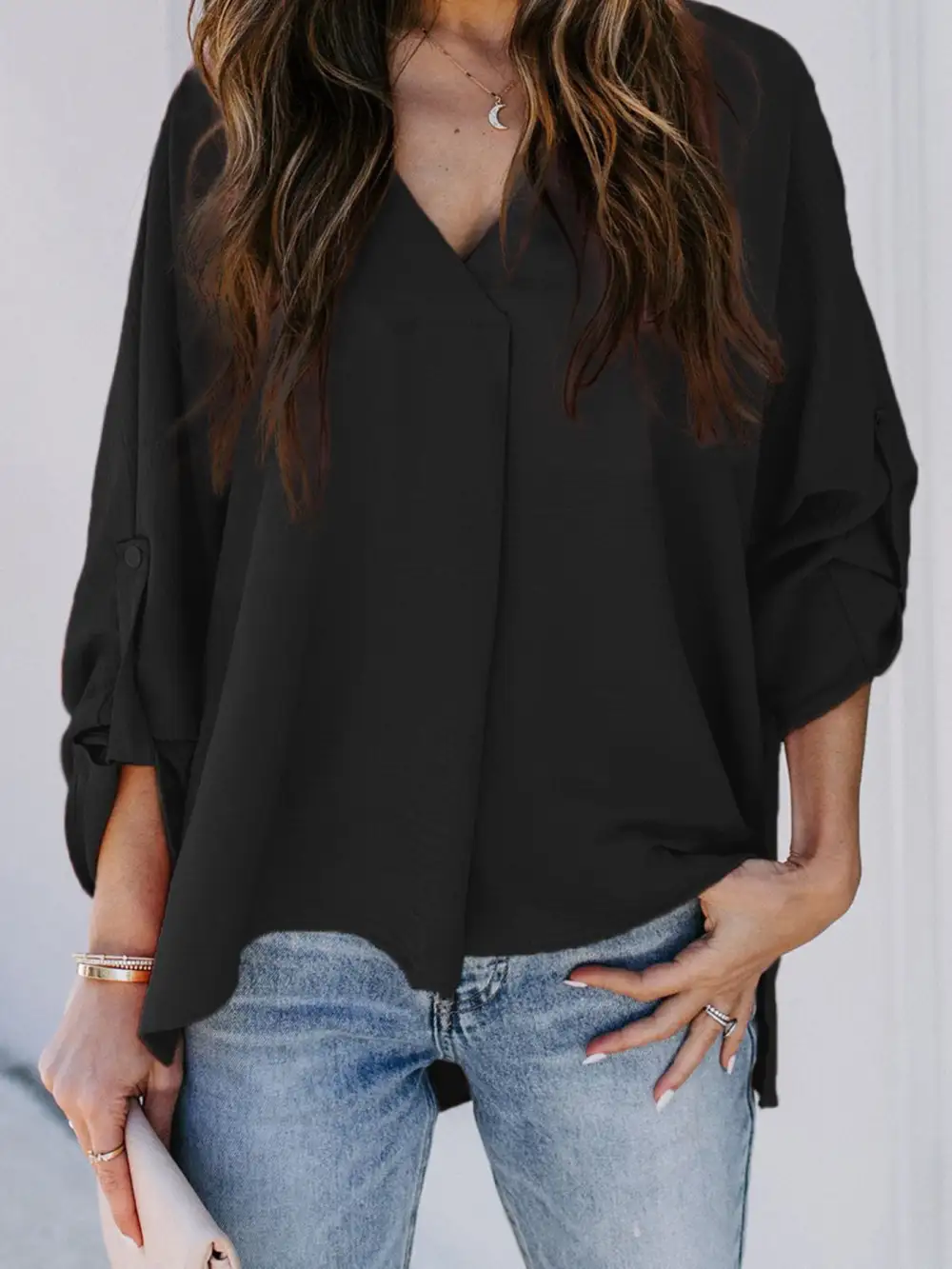 Elegant V-Neck Long Sleeve Blouse