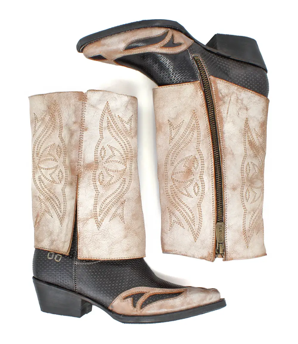 Side-Zip Perforated Western Boots