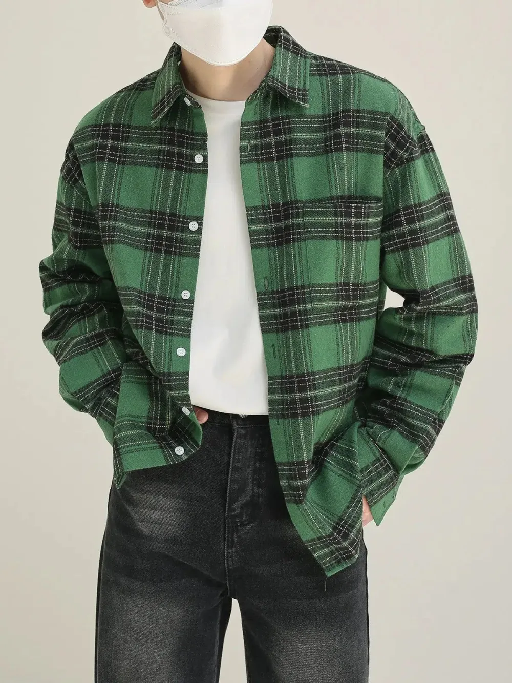 Buttoned Casual Plaid Shirt