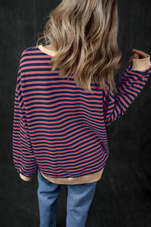 Casual Oversized Contrast Trim Sweatshirt