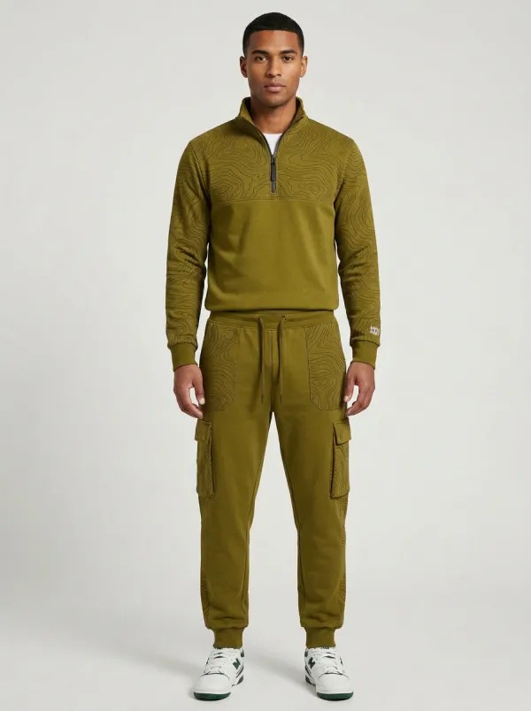 Men's Classic Outdoor Adventure Topographic Map Print Jogger Set