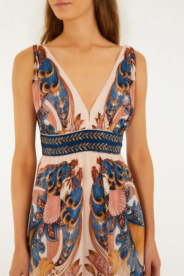 V-Neck Midi Easy Fit Dress