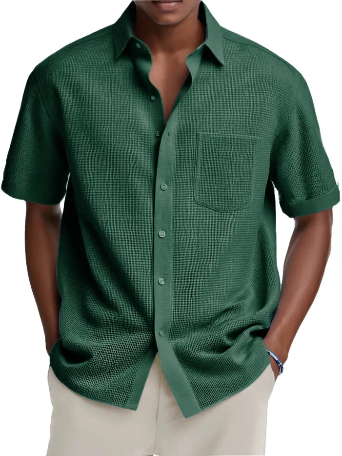 Everyday Textured Knit Pocket Shirt