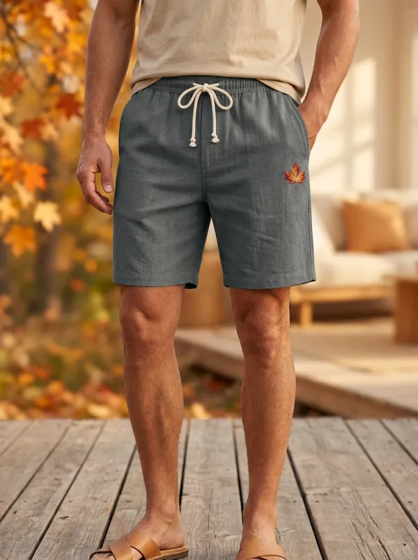 Embroidered Drawstring Drawstring Shorts