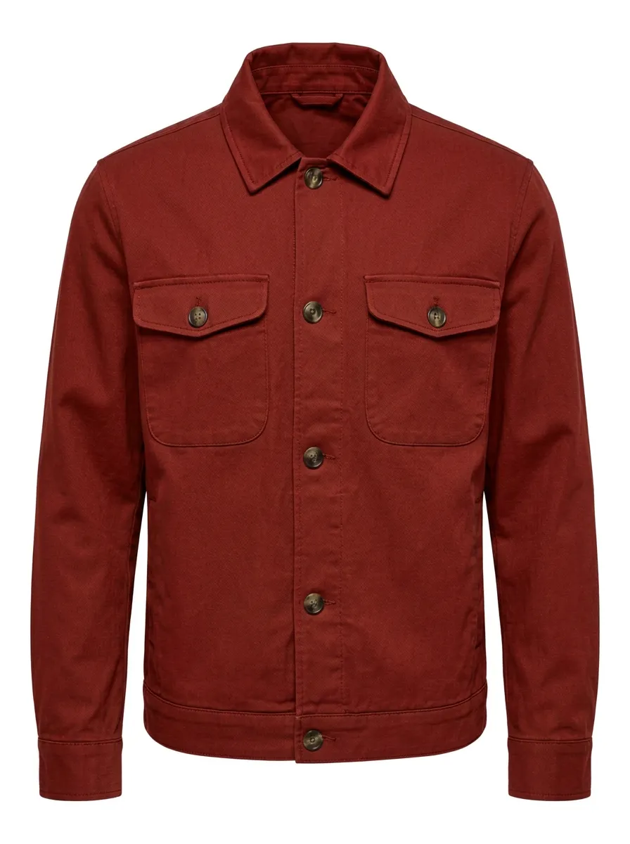 Men's Military Style Olive Green Button-Up Utility Jacket