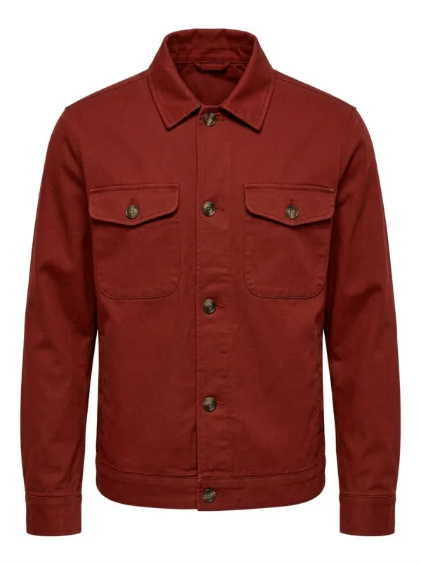 Men's Military Style Olive Green Button-Up Utility Jacket