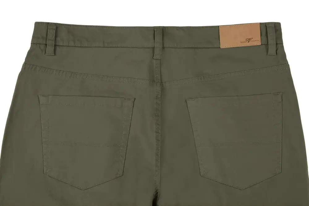 Olive Cotton Flat Front Dress Pants