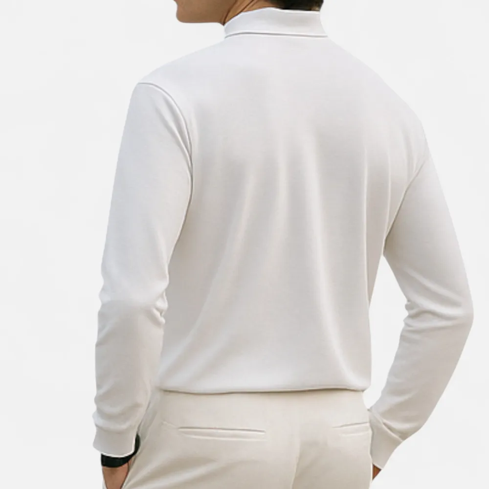Cotton Denim Long Sleeve Polo Shirt