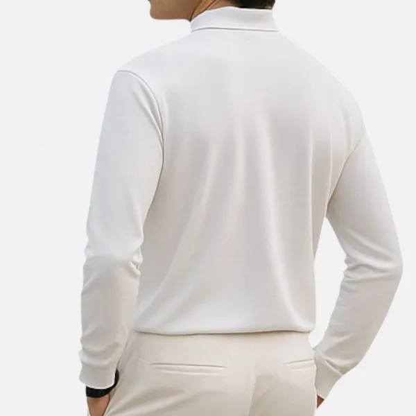 Cotton Denim Long Sleeve Polo Shirt
