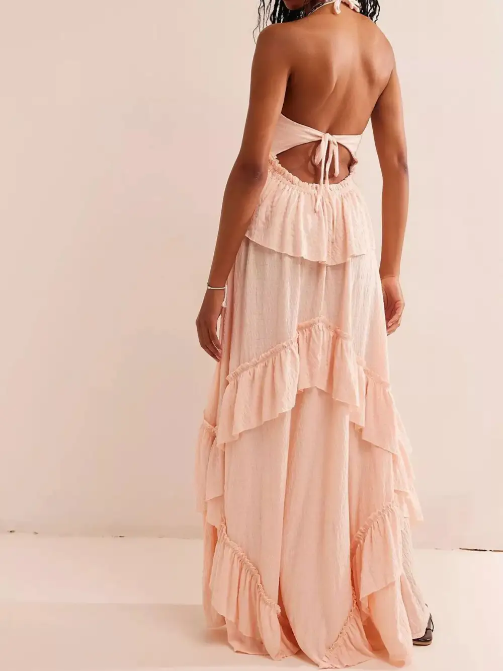 Polished Detail Ruffle Maxi Dress