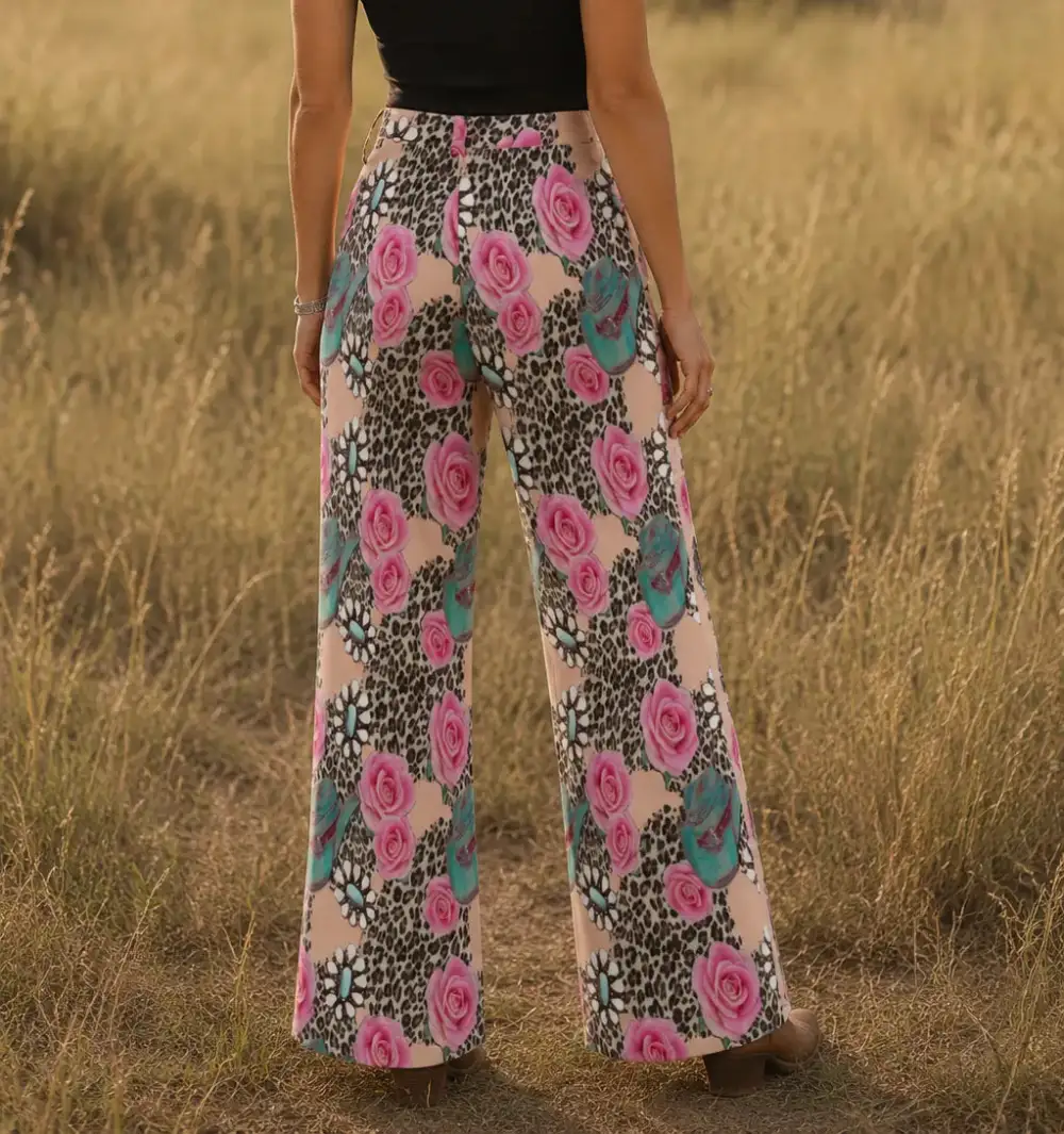 Retro Style Wide Leg High Waist Pants