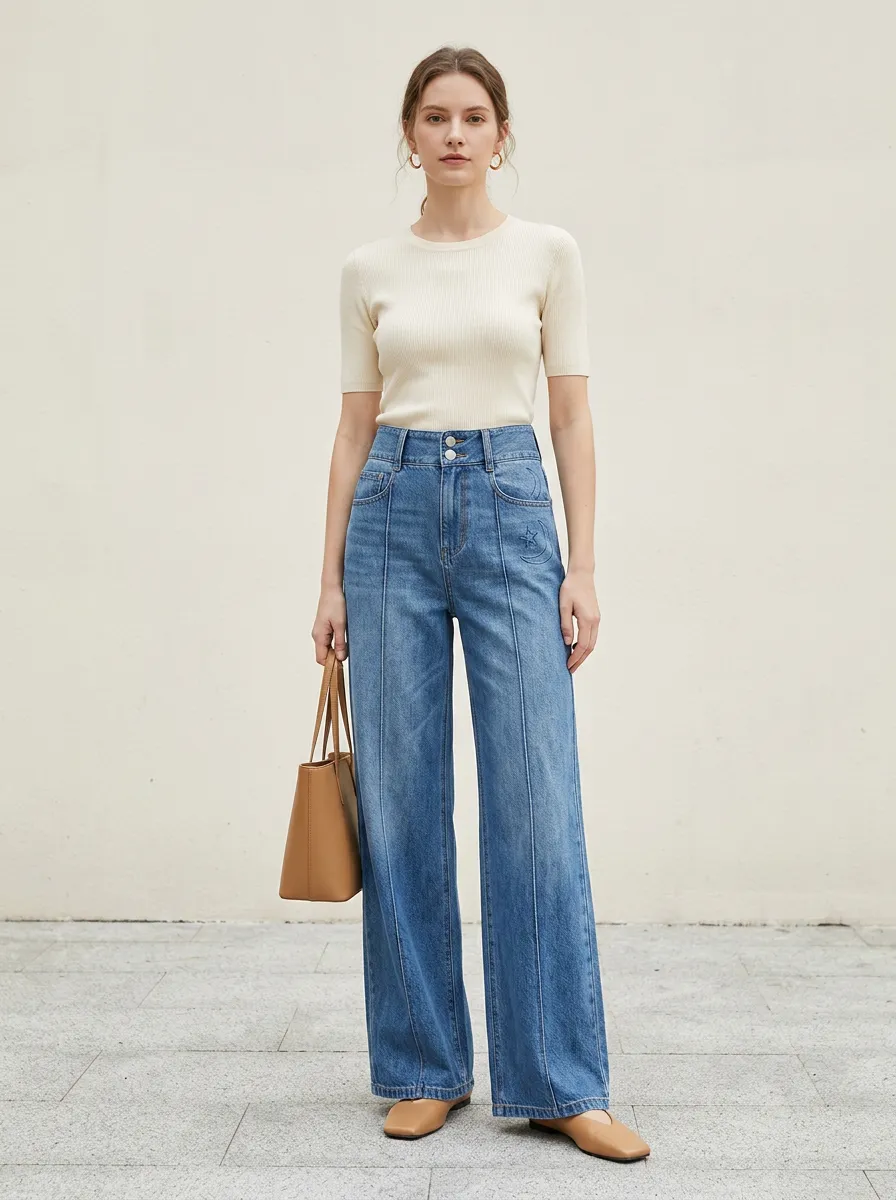 Women's Wide Leg Casual Denim Jeans
