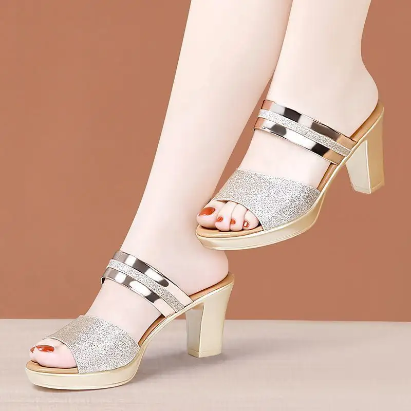 Open Toe Thick Sole Slide Sandals