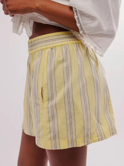 Relaxed Striped Elastic Waist Shorts