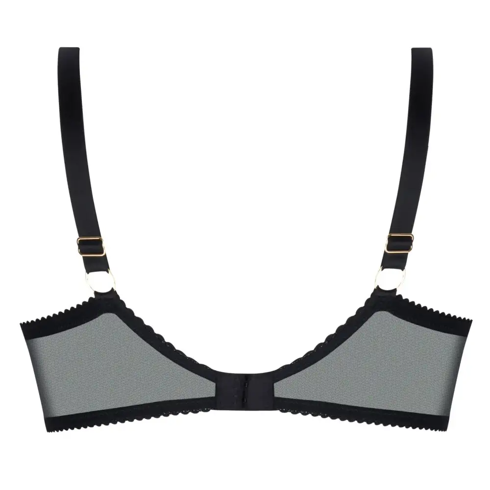 Women's Balconette Underwire Embroidery Mesh Sheer Detail Bra