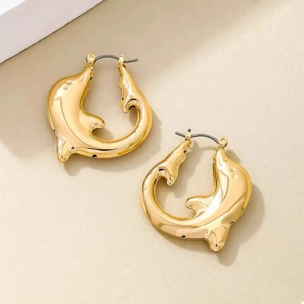 18K Gold Plated Dolphin Hoop Earrings