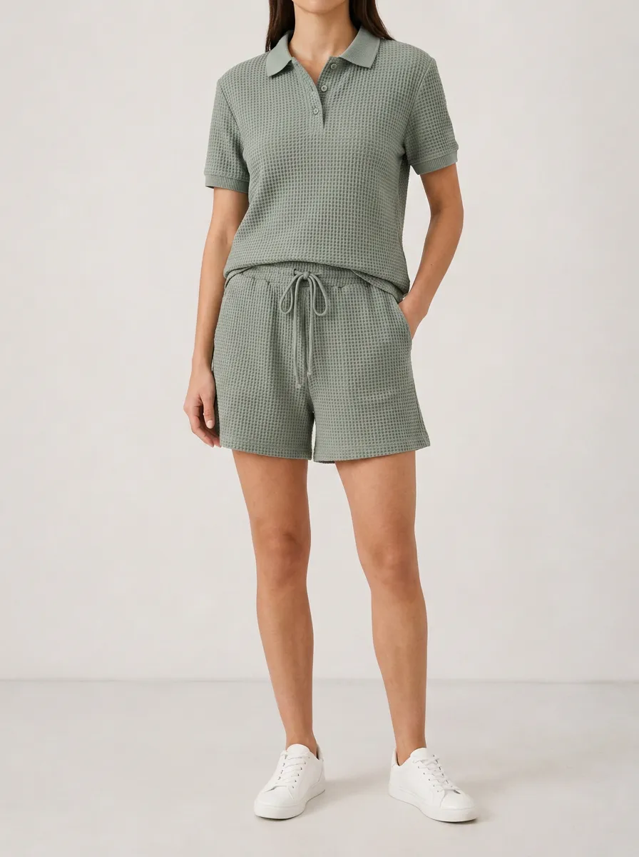 Unisex Refined Waffle Knit Polo Shirt