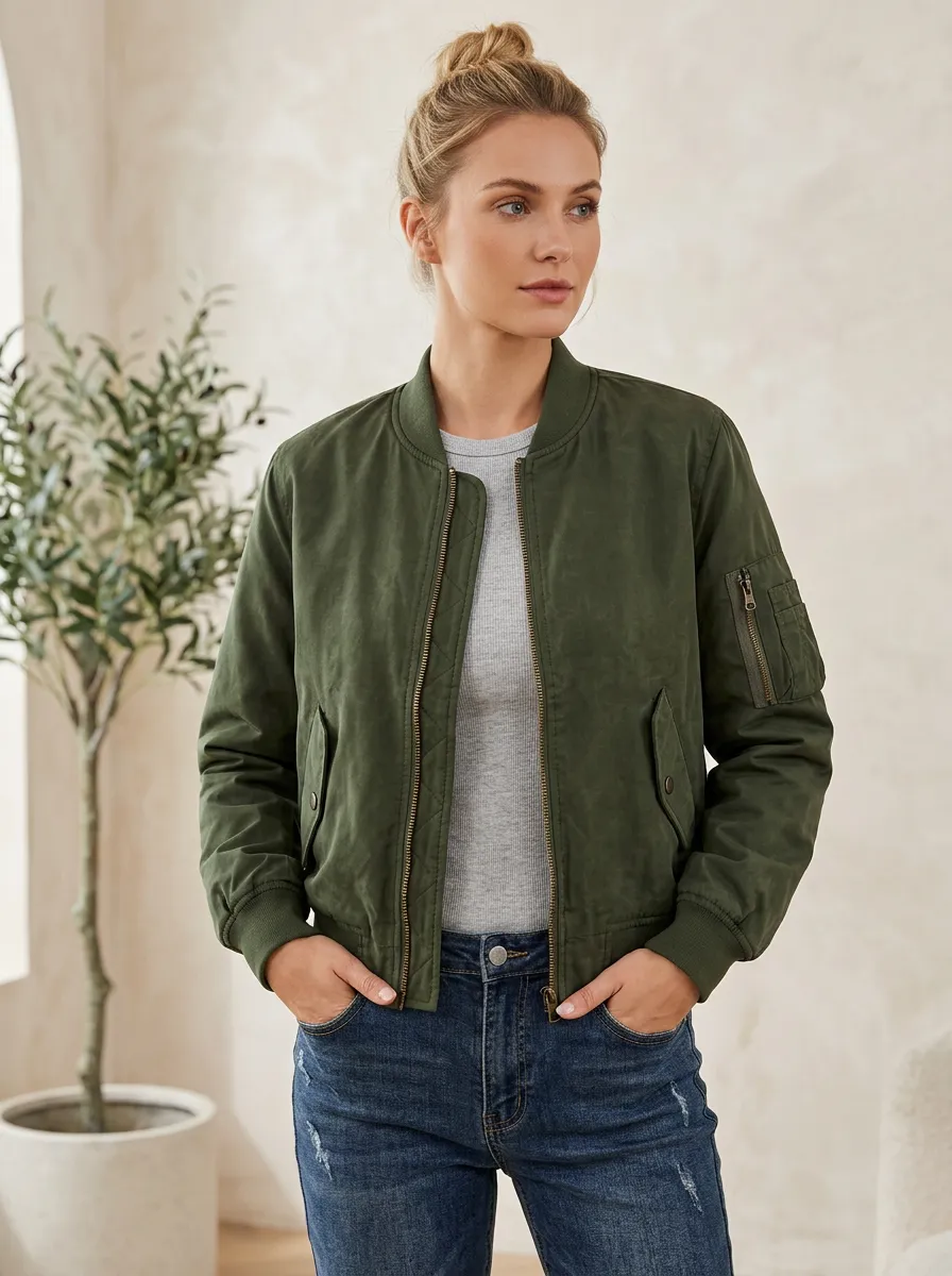 Quilted Bomber Minimal Women's Casual Jacket