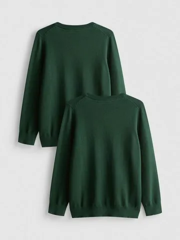 7-15yrs | 2pk Unisex Cotton Rich V-Neck School Jumpers
