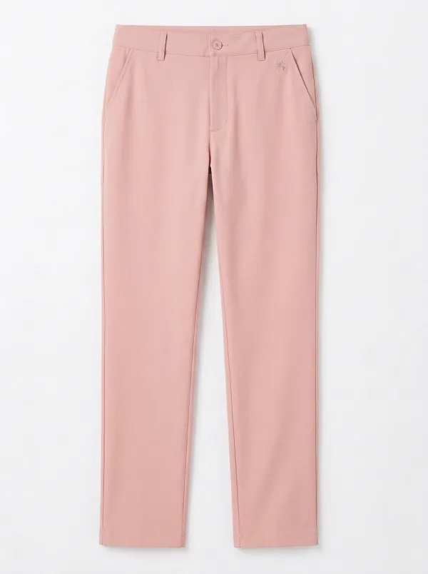 Women's Classic Comfort Leaf Logo Printed Mid Rise Straight Leg Pants